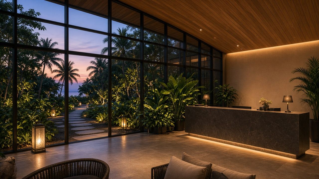 Lobby with an aluminium glass wall