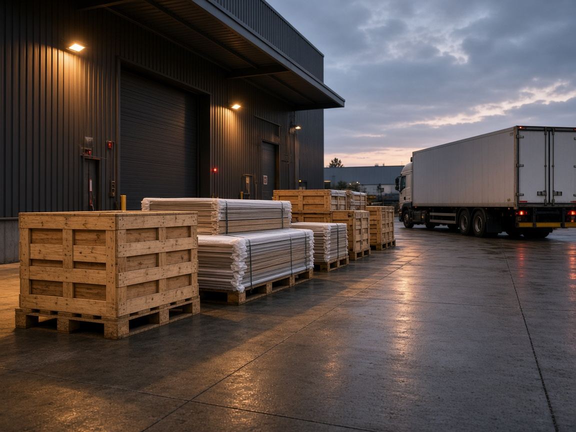 Export crates ready for a wholesale run from the plant