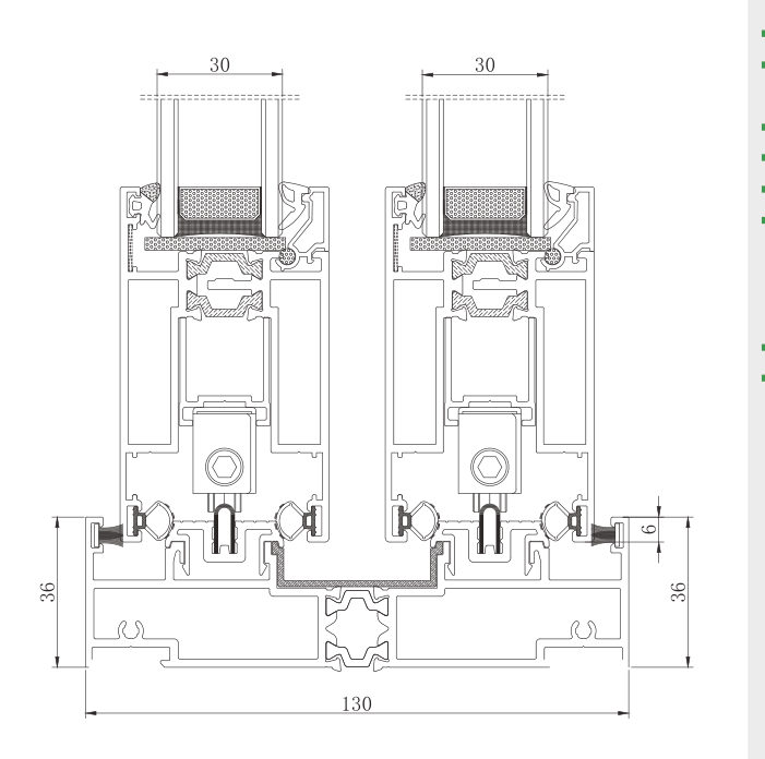F130T lift-and-slide window section