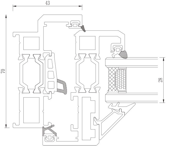 Z70W outward casement window section